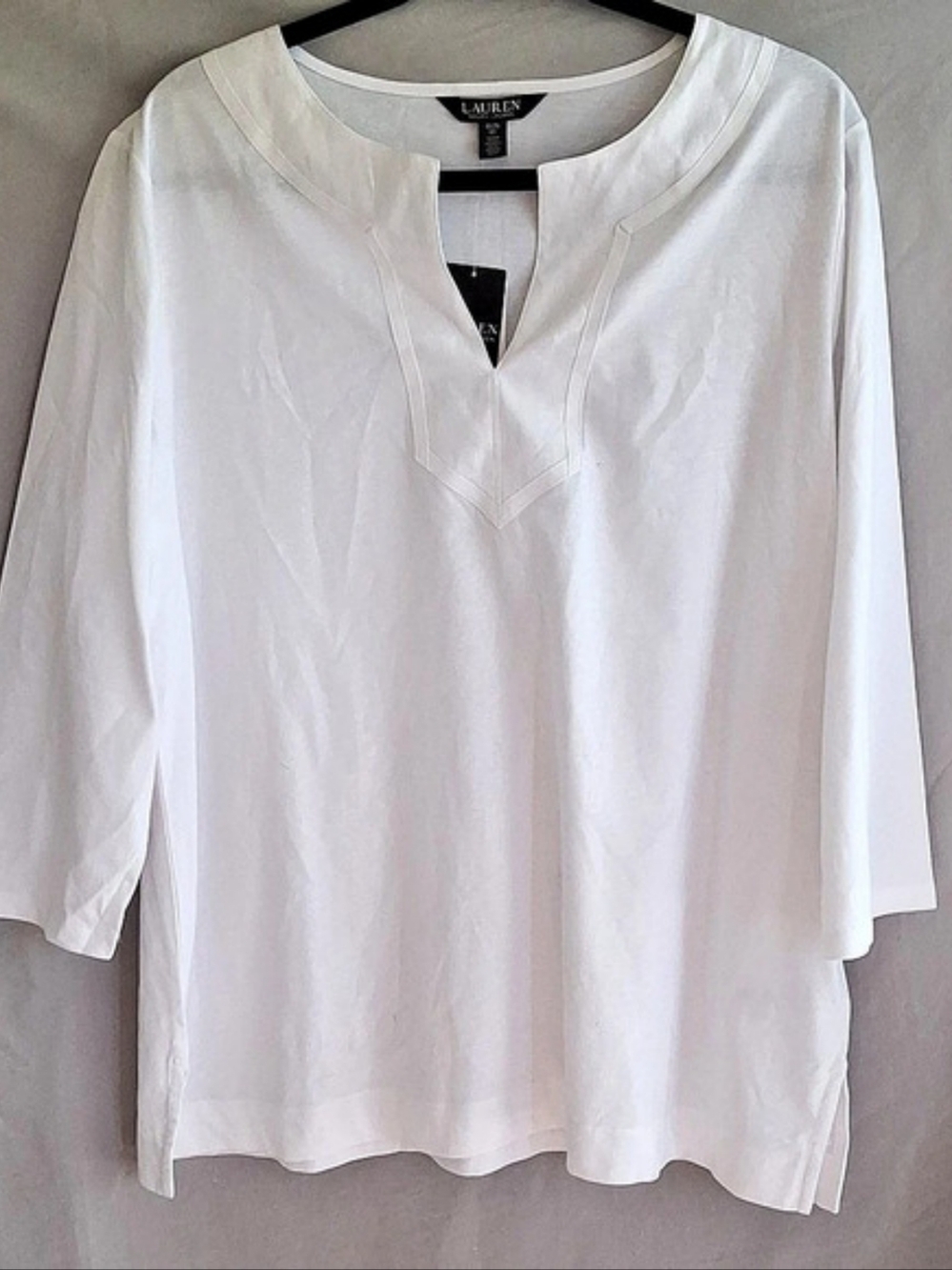 Lauren Ralph Lauren Cotton Split-Neck Tunic White Size 1X NWT